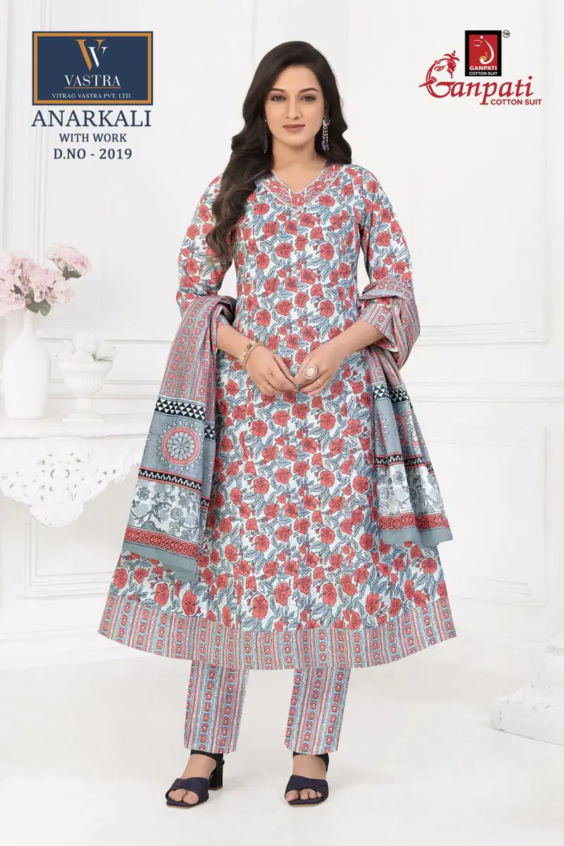 Ganpati Anarkali Vol 1 Readymade Cotton Printed Dress Collection